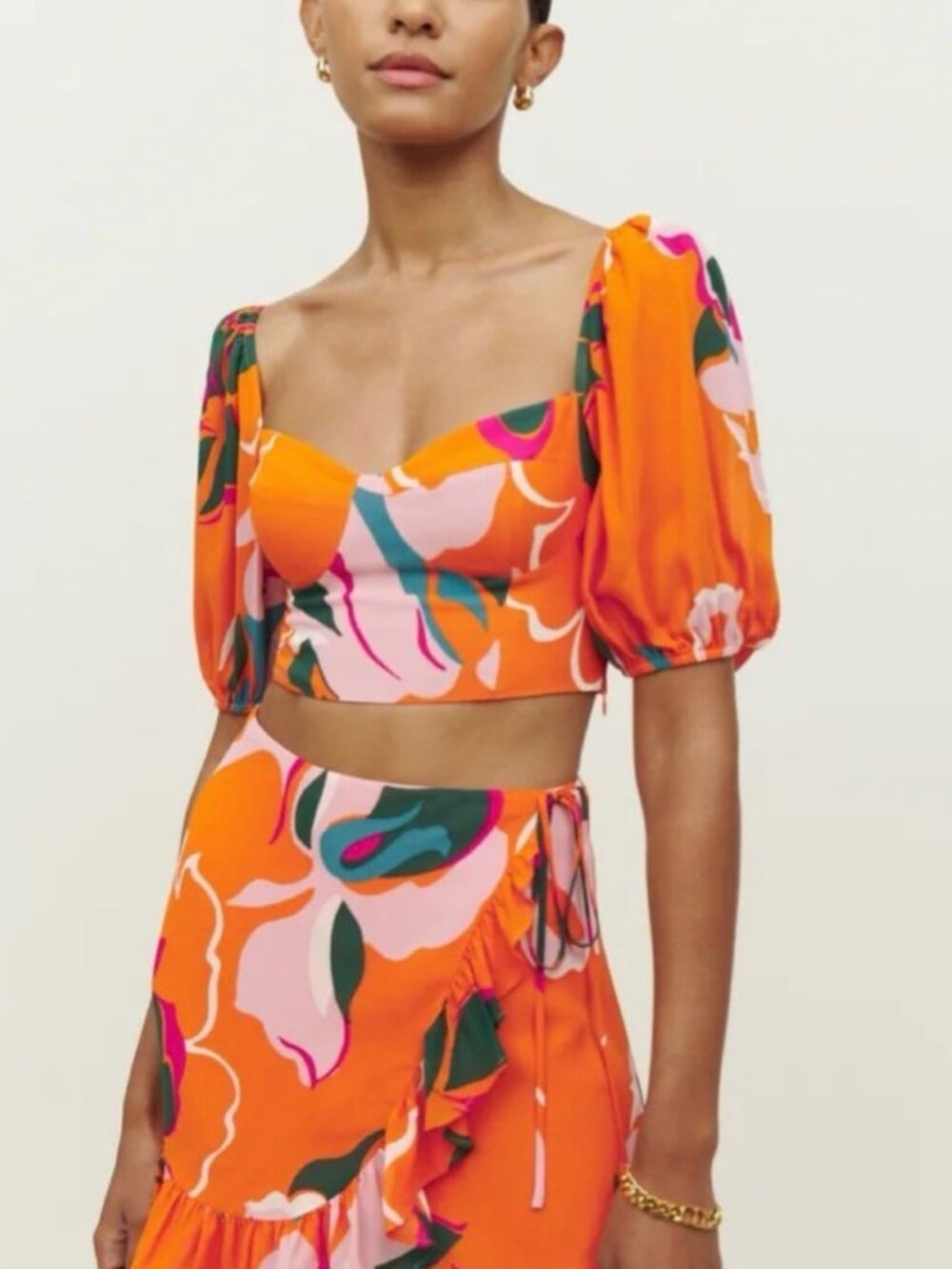 Reformation Sinead Two piece  skirt/crop top set in Electra dress Sz 4